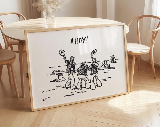Ahoy Print Vintage Sailor Poster Cute Quote Art Trendy Entryway Decor Horizontal Wall Art Digital Download