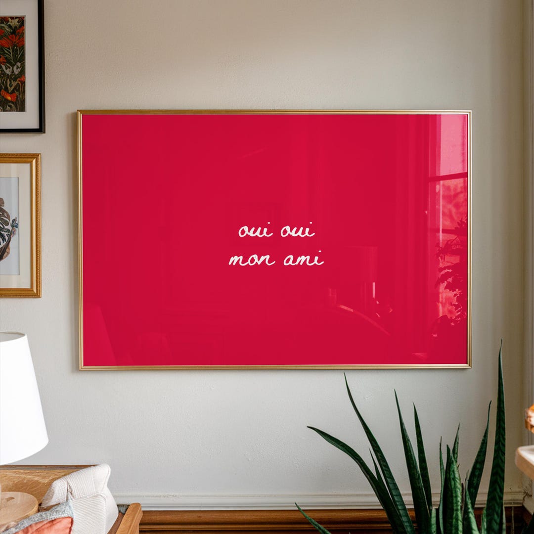 Oui Oui Mon Ami French Quote Print, Red Coquette Paris Apartment Decor ...