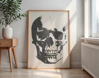 Impresión minimalista de calavera: Arte mural espeluznante de Halloween (descarga digital)