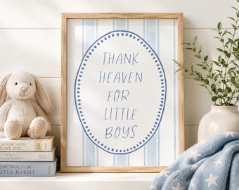 Thank Heaven For Little Boys – Nursery Print, Blue Baby Room Decor (Digital Download)