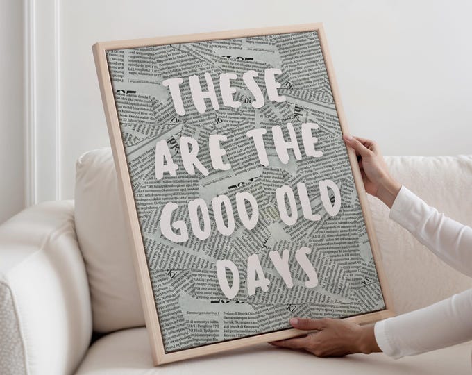 Retro Newspaper Collage Print: 'Good Old Days' Typography (Digital Download