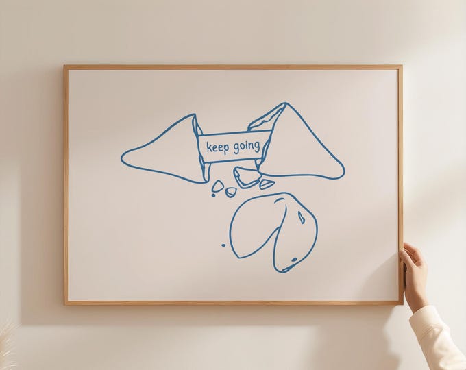 Fortune Cookie Print: Minimalist 'Keep Going' Quote, Dorm Decor (Digital Download)