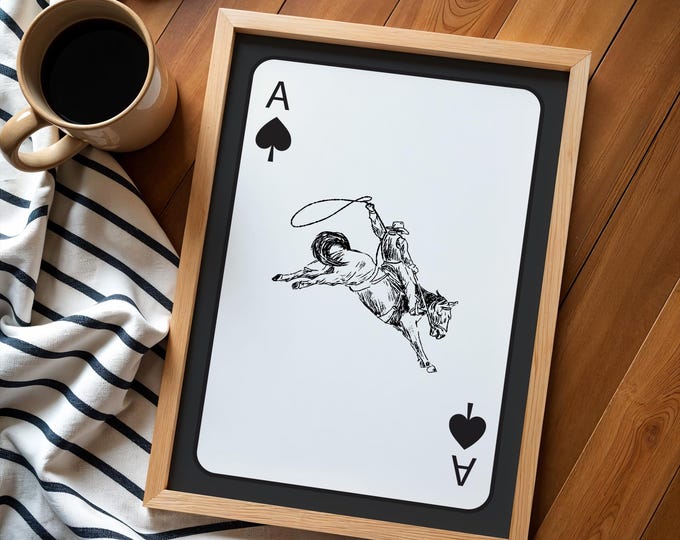 Ace of Spades Cowboy Print: Western Rodeo Horse Art (Digital Download)