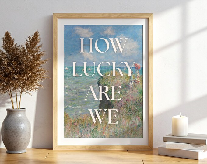 Monet Seaside Print: Vintage Impressionist Art, Positive Quote (Digital Download)