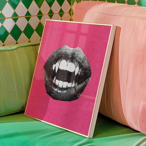 Vampire Mouth Halloween Print: Spooky Pink Pop Art (Digital Download)