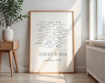 Pescatori di uomini Stampa, Versetto biblico di Matteo 4:19 (download digitale)