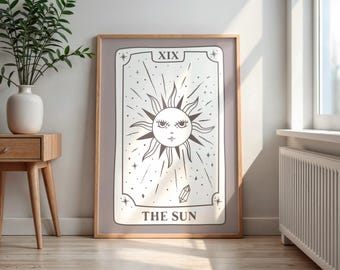 Sun Tarot Card Print: Boho Celestial Wall Art (Digital Download