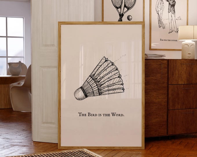 Funny Badminton Print: Vintage Shuttlecock Poster, Quirky Sports Decor (Digital Download)