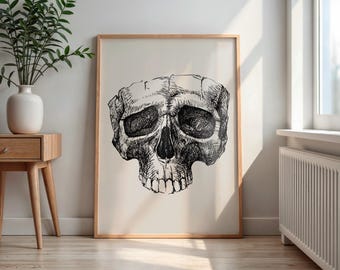Anatomiczny nadruk z czaszką w stylu vintage: gotycka dekoracja na Halloween (pobranie cyfrowe)
