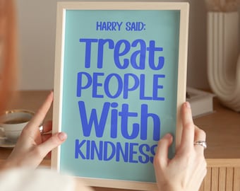Kindness Quote Retro Print: Bold Typography, Inspiring Blue Wall Art (Digital Download)