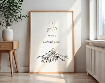 Mountains Nursery Wall Art: Minimalist Black & White Print (Digital Download)
