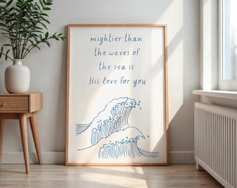 Ocean Wave Christian Art Print, Psalm 93:4 (Digital Download)