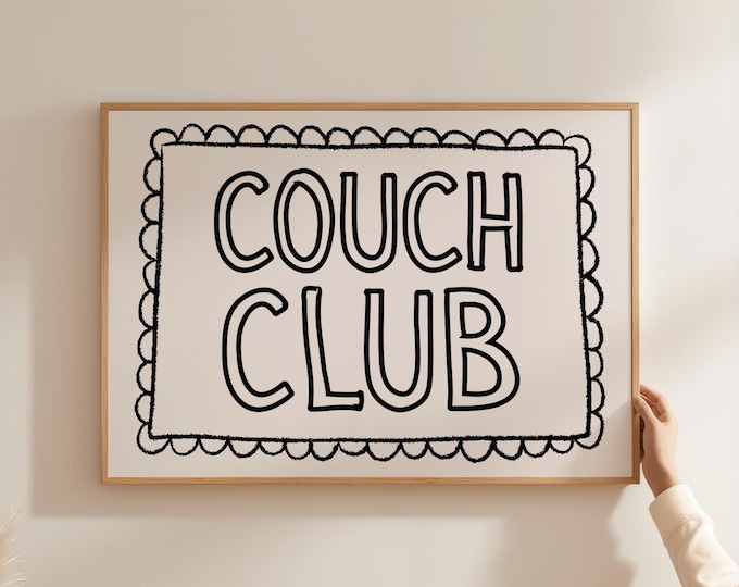 The Couch Club Print: Minimalist Scallop Quote Art (Digital Download)