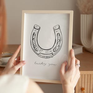 Lucky You Print Horseshoe Wall Art Western Printable Poster Minimalist Rustic Decor Country Home Typography Print Digital Download 1 Print