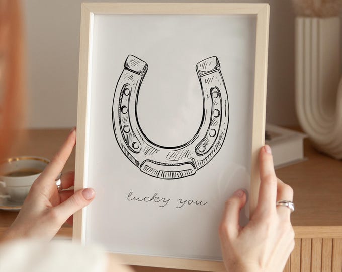 Lucky You Horseshoe Print: Rustic Western Wall Art (Digital Download