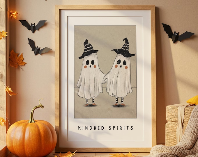 Vintage Halloween Ghost Print: Kindred Spirits Art (Digital Download