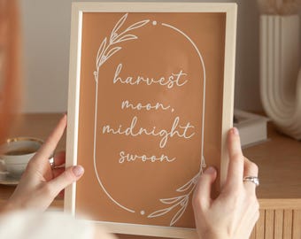 Harvest Moon Midnight Swoon Print: Boho Fall Wall Art (Digital Download