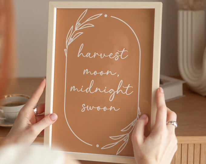Harvest Moon Midnight Swoon Print: Boho Fall Wall Art (Digital Download