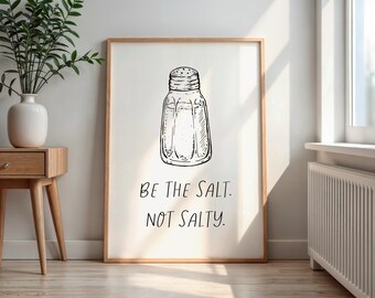 Be The Salt Minimalist Kitchen Print: Christian Pun Line Art (Digital Download)