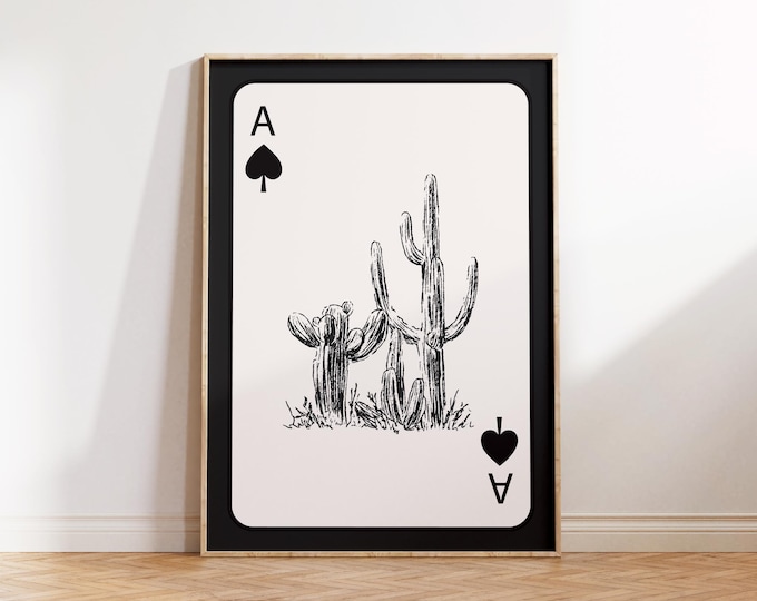 Ace of Spades Cactus Print: Western Poker Card Art (Digital Download)