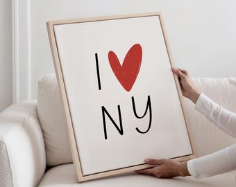 I Love New York Print: Minimalist NYC Wall Art (Digital Download)