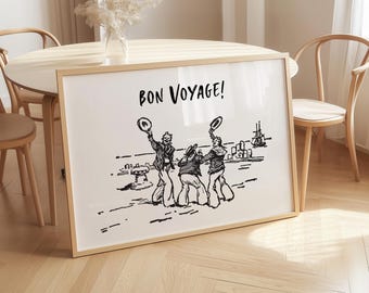 Bon Voyage Sailor Art Print, Vintage Nautical Decor (Digital Download)