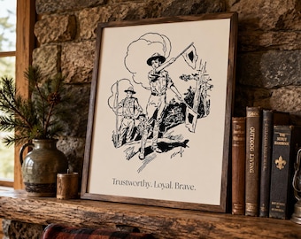 Vintage Boys Adventure Print, Rustic Camping Wall Art, Kids Room Decor (Digital Download)