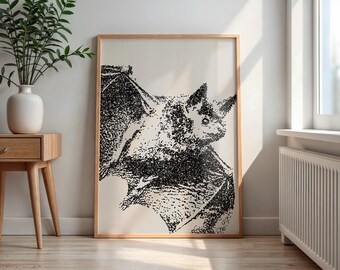 Minimalist Bat Print, Spooky Halloween Wall Art (Digital Download)
