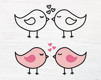 Love Birds SVG - Valentine Birds SVG - Valentine's Day SVG - Love Svg - Doodle Birds Svg - Birds Svg - Valentine Love Birds Svg