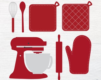 Baking SVG - Mixer SVG - Baking SVG Bundle - Kitchen Svg - Kitchen Mixer Svg - Oven Mitt Svg - Pot Holder Svg - Rolling Pin Svg - Whisk Svg