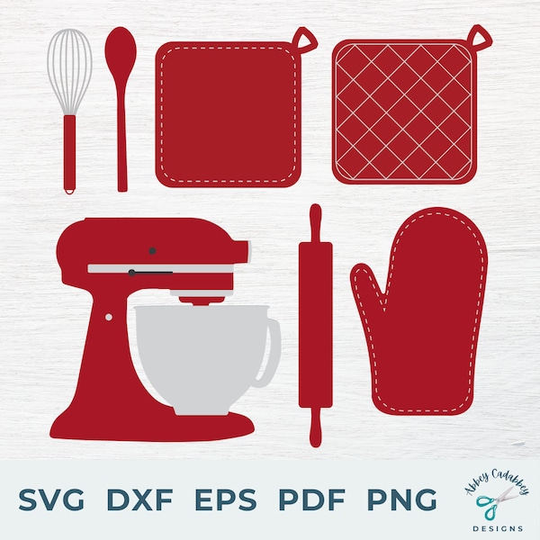 Baking SVG - Mixer SVG - Baking SVG Bundle - Kitchen Svg - Kitchen Mixer Svg - Oven Mitt Svg - Pot Holder Svg - Rolling Pin Svg - Whisk Svg