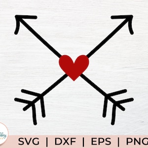 Heart Arrow SVG - Hand Drawn Arrow SVG - Valentine Arrow SVG - Arrow Clipart - Love Arrow Svg - Arrow Cut File - Boho Arrows - Crossed Arrow