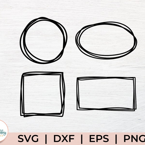 Hand Drawn Frames SVG Bundle - Sketch Frames - Wreath SVG Bundle - Circle Frame SVG - Border Svg - Square Rectangle Oval Frame Svg