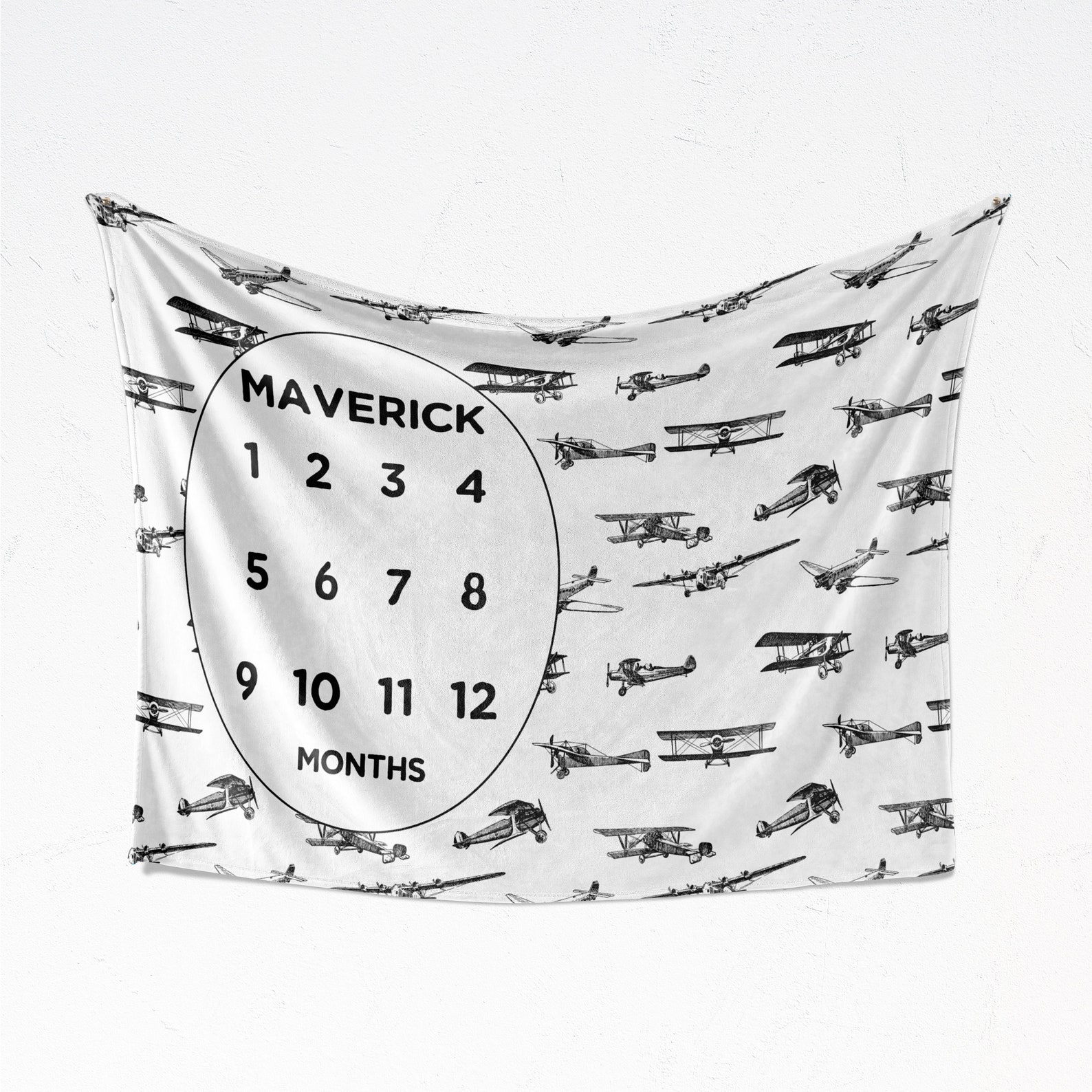 Vintage Airplane Baby Blanket Milestone Baby Blanket Etsy