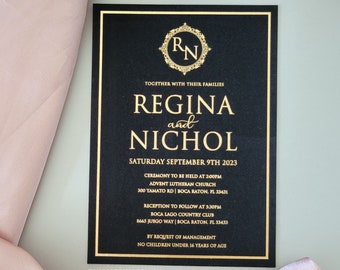 Elegant Wedding Invitations - Velvet paper- Luxurious Foil, Letterpress, or Vellum Invitations for Classy Weddings