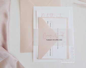 Minimalist Wedding Invitations - Simple and Elegant Designs with Clean Lines and Neutrals Invitation + rsvp card + envelopes