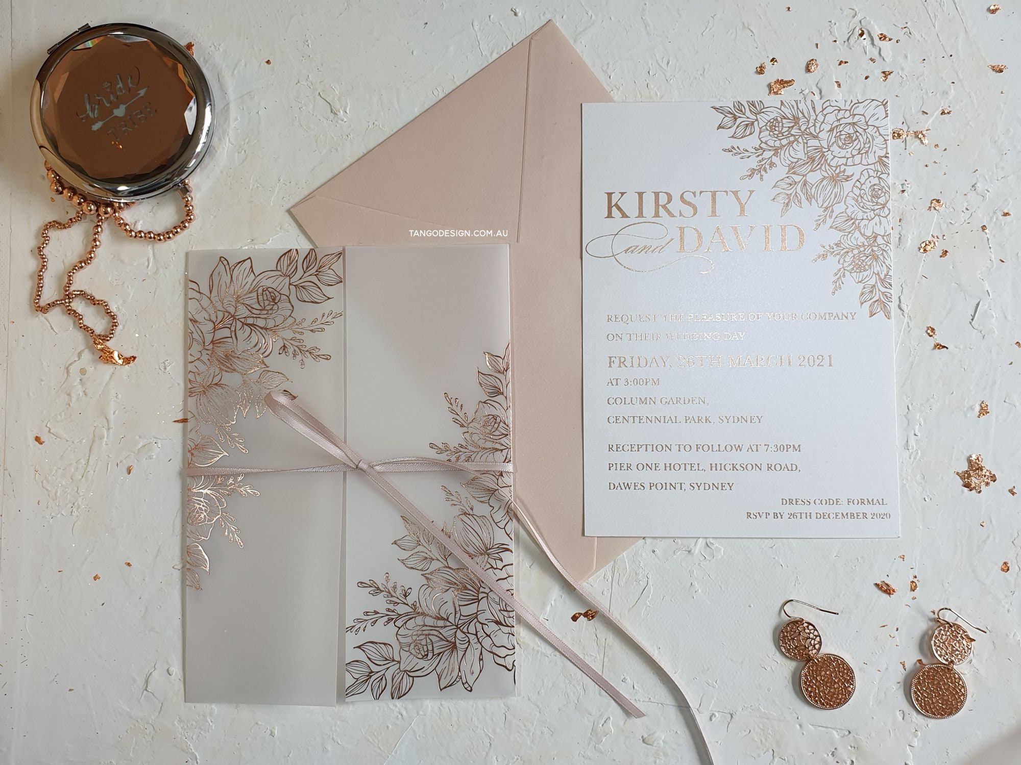 Vellum Wrap Wedding Invitations. Rose Gold Vellum Invitation Etsy