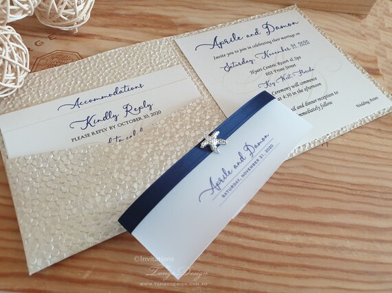 BEACH wedding invitations 3SAMPLE. Elegant party DESTINATION tropical Invites. Pocket laser cut Invitation samples. Business & birthdaycard Il_570xn