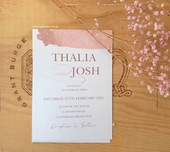 Floral printed Wedding Invitation, Simple Wedding Invitations, Invites, Beautiful Invitation Set, Modern Wedding invites, Calligraphy Il_570xn