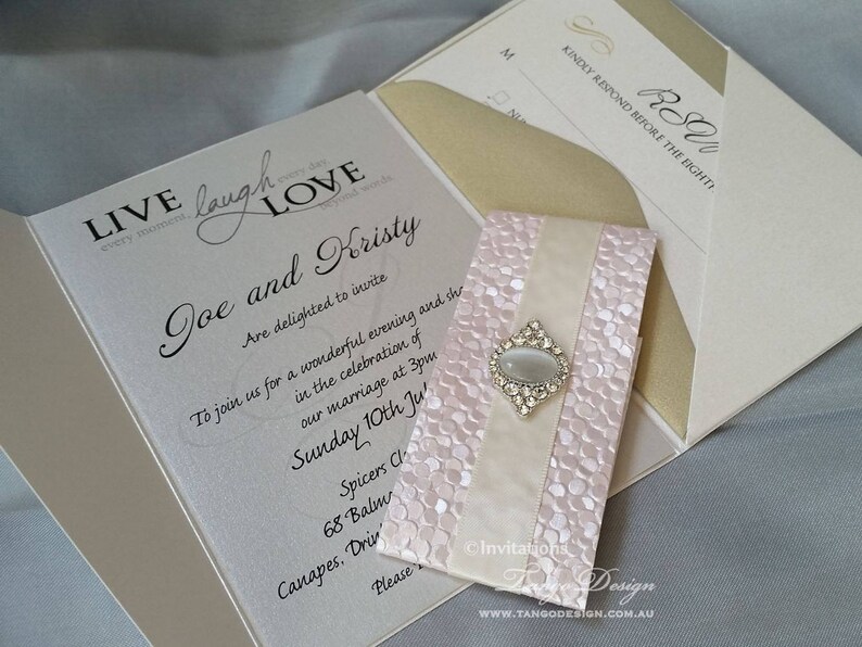Luxury Pocketfold Suite Bling Wedding Invitation Shiny Etsy