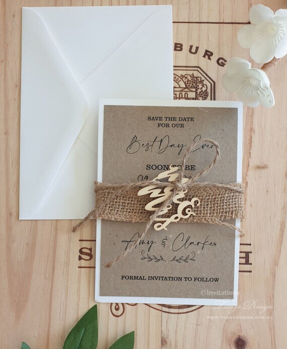 Rustic save the date invitations, Mr and Mrs Wood Country Laser Cut Wedding Invitation. Wooden Wedding Cards. Burlap Wedding Invite Il_570xn
