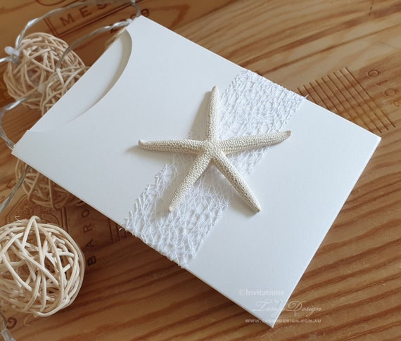 Wedding invitation Beach SEA STARFISH Invitation. Rustic Boho BEACH invitations. Ocean, coastal boat cruise mesh theme. Blue invites Il_570xn