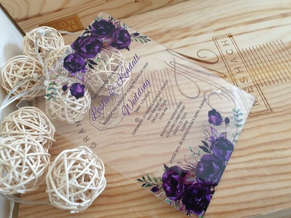 Acrylic Wedding Invitation. Clear Acrylic Invitations Formal Invite white ink. Lucite plastic invites. Luxury invitations. Custom Design. Il_570xn