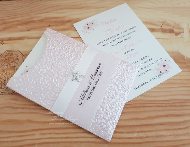 Florida Beach Wedding Invitation Pocket With Reception Or Rsvp Etsy
