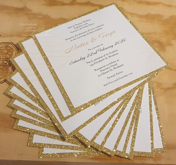 Amazing Wedding Invitations Rose Gold Glitter Gold Etsy Australia