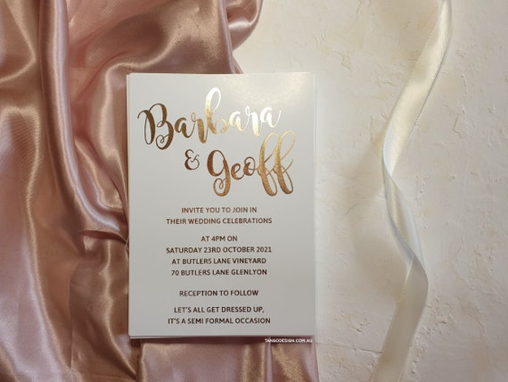 Modern Wedding Invitations Minimalist Rose Gold. Gold Wedding Invitation Foil. Rose Gold wedding invitation with digital RSVP. Il_570xn