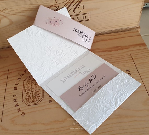 Birthday invitations, flowers wedding invitation. Blush pink blue floral pocket invite. Boho elegant wedding theme, birthday party invites. Il_570xn