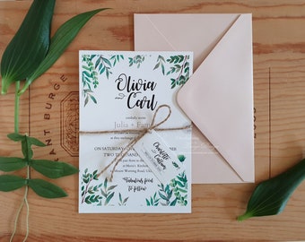Botanical Wedding Invitation Set: Modern Bohemian Foliage Leaf Invites