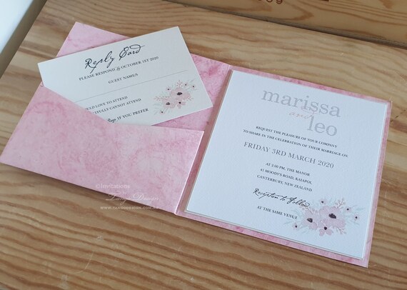 Beautiful wedding invitations, Events invitation design pocket Invitations, Pink Blush Rose invitation, Garden floral invites design 2 cards Il_570xn