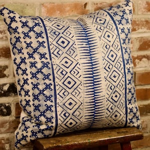 Blue Batik handmade Hemp Pillow (cover) Hmong Batik linen Pillow (cover)